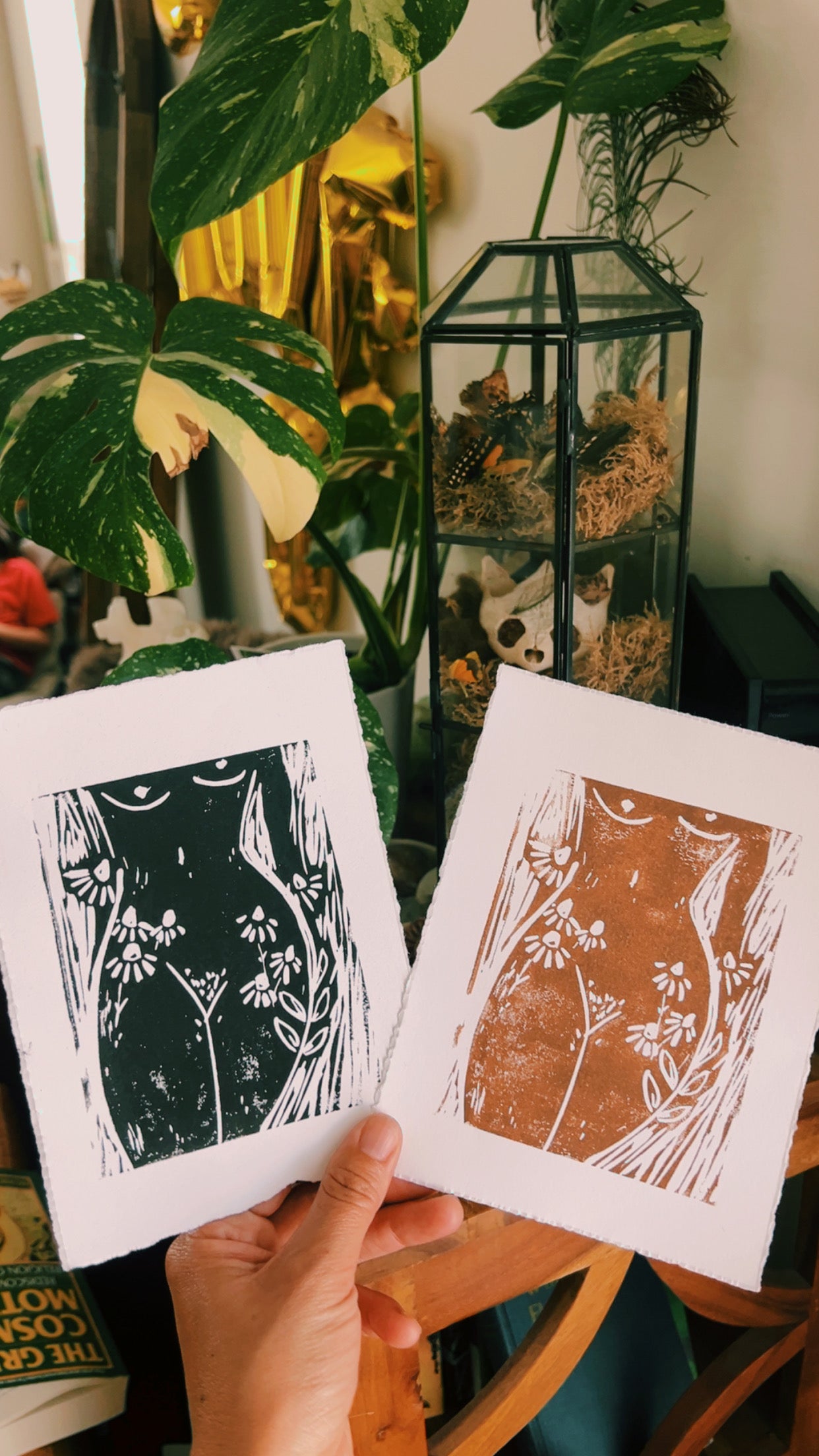 Still Growing Wildflowers - Linocut Print