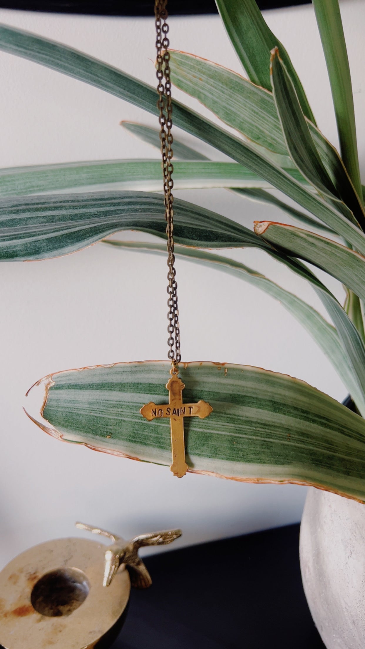 “No Saint” – Brass Cross Necklace ✝️ (Inspired by The Worst of Me)