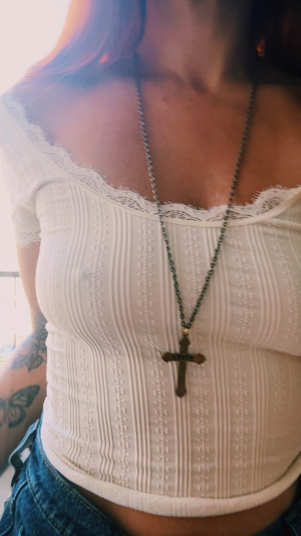 “Lover” – Brass Cross Necklace (for the lover & the fighter)