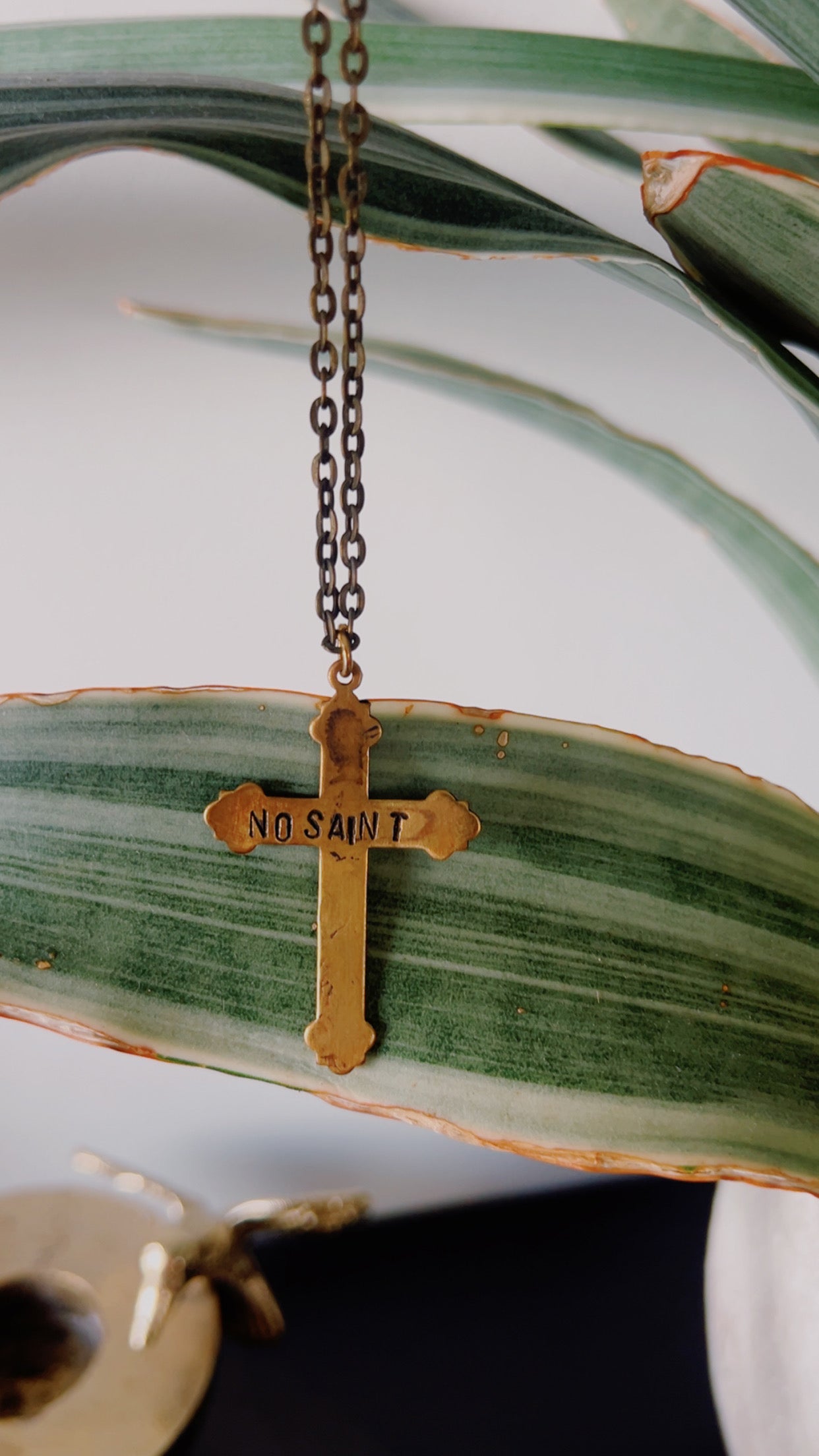 “No Saint” – Brass Cross Necklace ✝️ (Inspired by The Worst of Me)