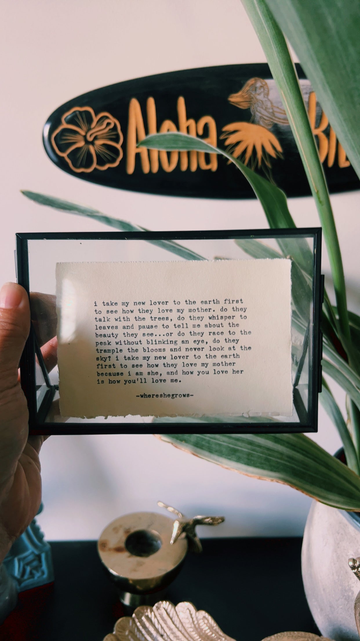 I take my new lover to the earth first - framed poem print