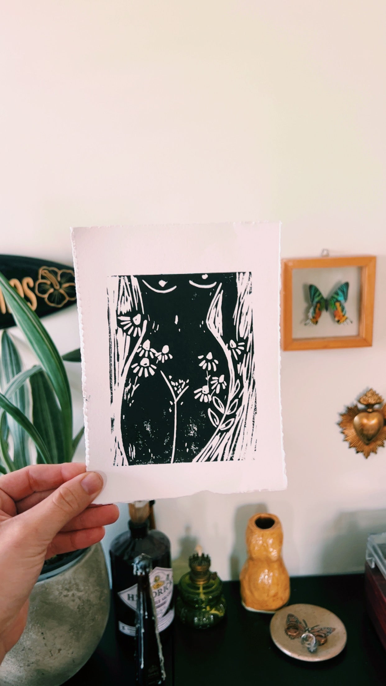 Still Growing Wildflowers - Linocut Print