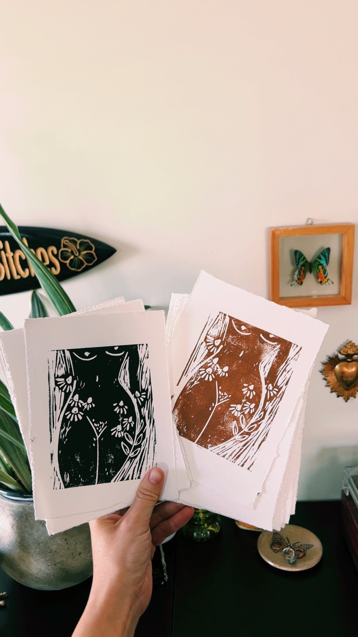 Still Growing Wildflowers - Linocut Print